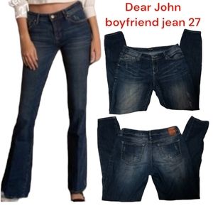 Dear John denim boyfriend jeans relaxed straight leg tapered dark wash Women 27